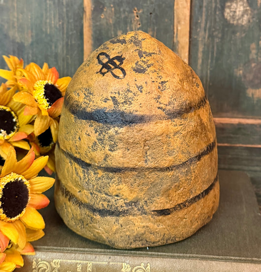 NV-1084 Paper Mache Beeskep with Painted Bees