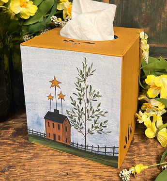 BHS-TC7 Mustard House Print Tissue Cover