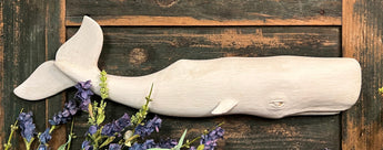 TPD-02R Hand-Carved & Painted White Sperm Whale Wall Hanging