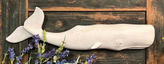TPD-02R Hand-Carved & Painted White Sperm Whale Wall Hanging