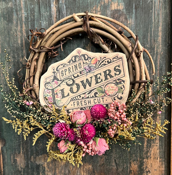CD-SW16 Paper 'Spring Flowers' with Dried Flowers Wreath