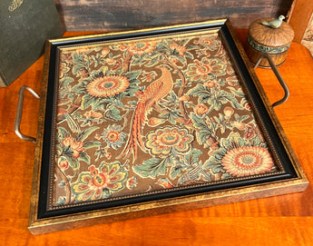 MB-T1 Pheasant Print Tray with Brass Handles