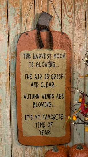 PEN-125 Wood Pumpkin Plaque with Fall Poem
