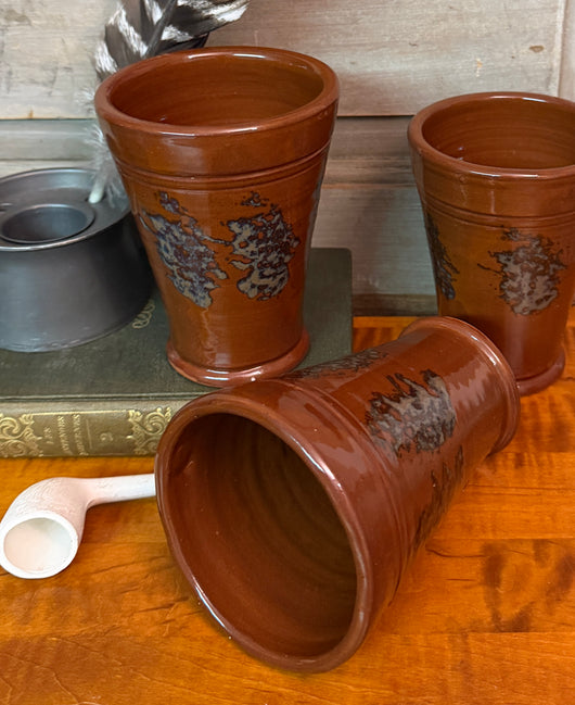 NV-100 Redware Tumblers with Mottled Design - Set of 6