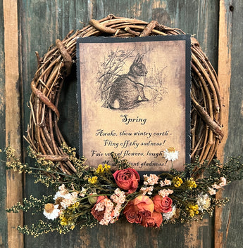 CD-SW17 Paper 'Spring Bunny' with Dried Flowers Wreath