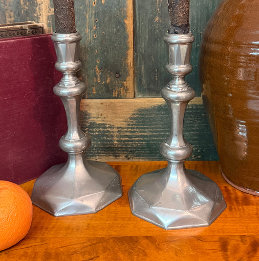 X19 Vintage Pewter Candlesticks - Pair