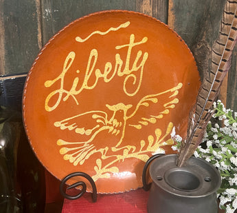 DTS-223 Quilled Liberty & Eagle Redware Plate