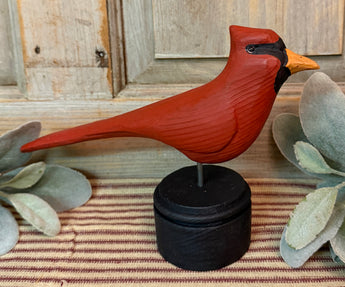 TPD-12L Hand-Carved & Painted Large Cardinal on Base
