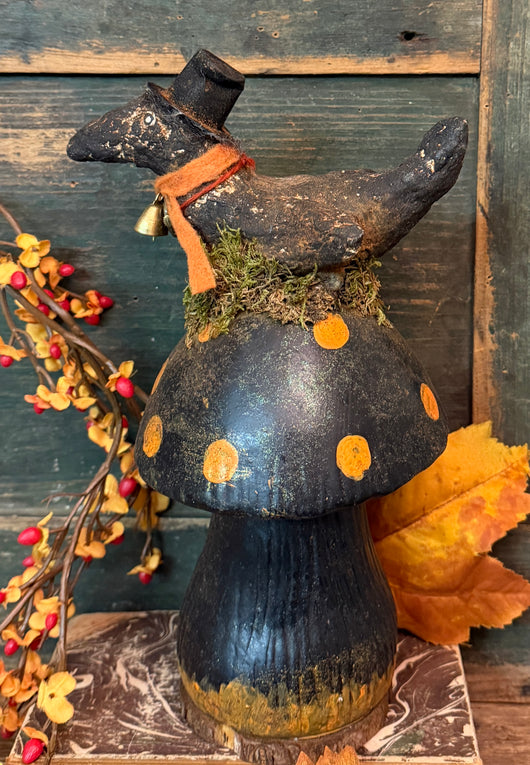 TK-23 Krisnick Hand-made Crow on Mushroom
