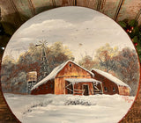 NV-501 Wood Stool with Winter Painting
