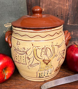 SJP-SC3 Sgraffito Pottery Squat Canister "Live well"
