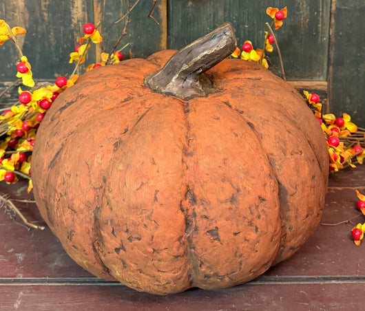 RA-146 Large Short Orange Paper Mache Pumpkin