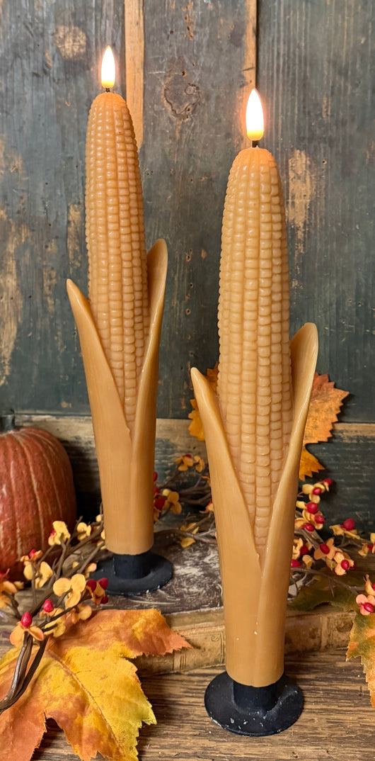 RA-196 Harvest Corn Battery Operated Candles with 3D Flame - Set of 2