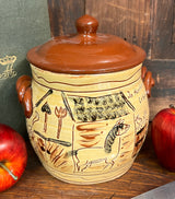 SJP-SC4 Sgraffito Pottery Squat Canister "Live well"