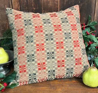 PC-PI-PW-CH Parlor Weave Pillow - Red, Green & Linen