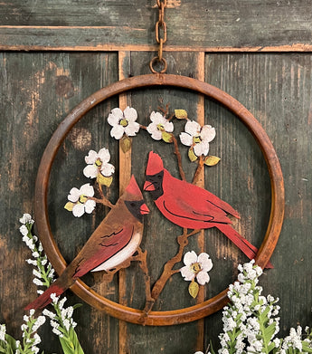 EG-236 Rusty Cardinals on Dogwood Wreath