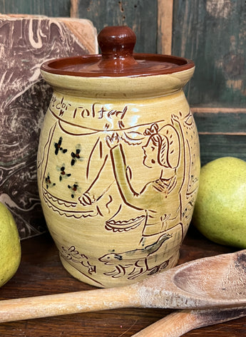 SJP-STC-A Sgraffito Pottery Tea Canister