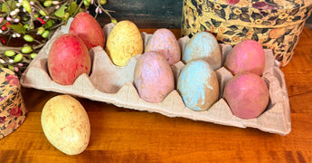 RJ-02 Aged Paper Mache Eggs - Set of 10 Asst Colors