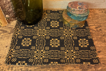 CD-CM-BM Coverlet Candle Mat - Black & Mustard