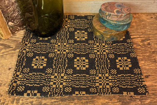 CD-CM-BM Coverlet Candle Mat - Black & Mustard