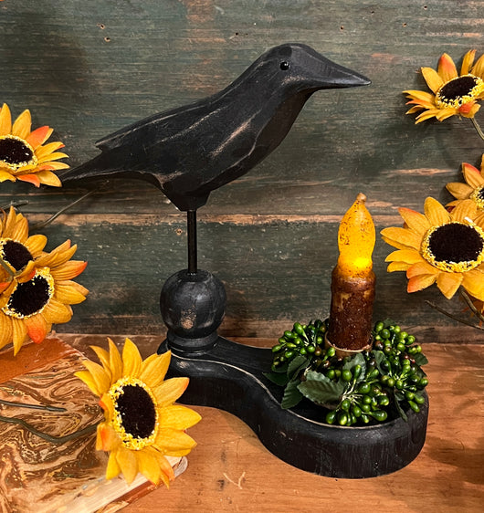 HSC-CCH Wood Crow Candle Holder