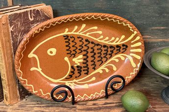 NV-OFP Redware Oval Plate with Fish