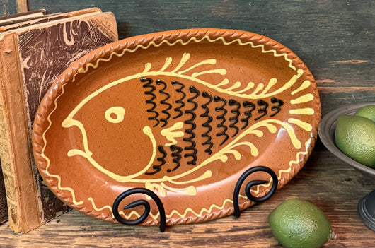 NV-OFP Redware Oval Plate with Fish