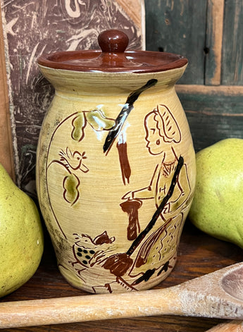 SJP-SSC-A Sgraffito Pottery Small Canister