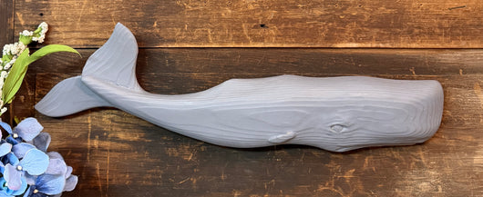 TPD-07 Hand-Carved & Painted Grey Sperm Whale Wall Hanging