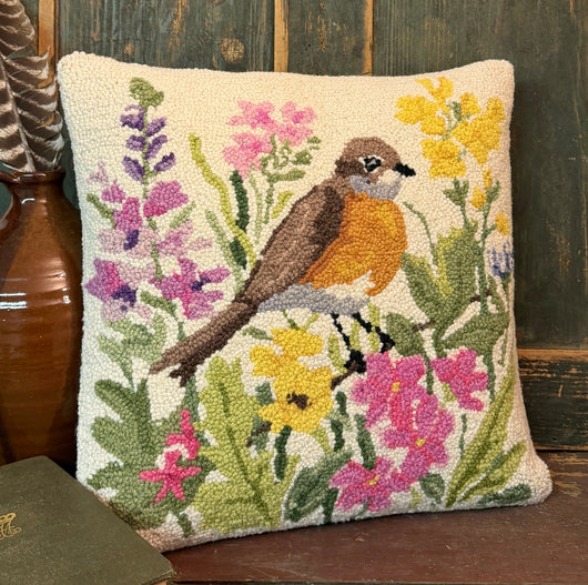PH-178 Robin Hooked Pillow