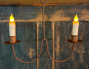 PEN-2C Two Arm Rusty Iron Chandelier