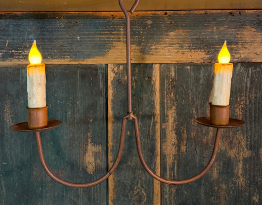 PEN-2C Two Arm Rusty Iron Chandelier