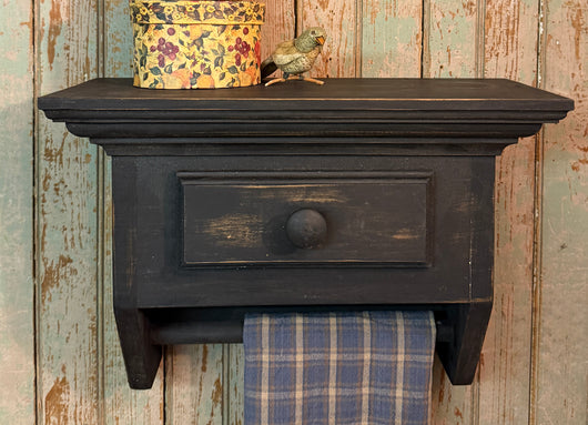 NV-SMS Small Mantel Shelf with Rod & Faux Drawer