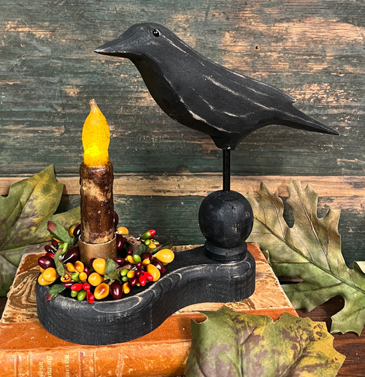 HSC-CCH Wood Crow Candle Holder