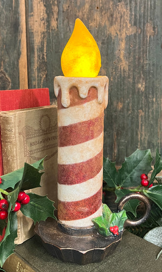 RJ-X06C Candy Cane Battery Operated Large Candle