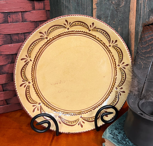 SE-310 Redware Plate with Sgraffito Design