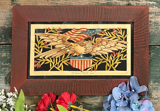 PJH-324 Americana Eagle Framed Paper Cutting