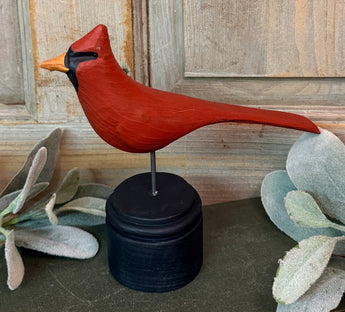 TPD-12S Hand-Carved & Painted Small Cardinal on Base