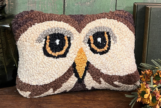 C4C-06 Owl Face Wool Hooked Pillow