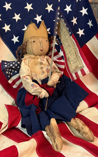 DAT-87 Hand-made Fabric Miss Liberty with Flag