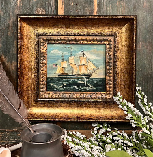 MB-AWS American Whaling Ship Framed Canvas Reproduction