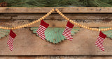 RA-140 Wood Beads & Knitted Stockings Garland