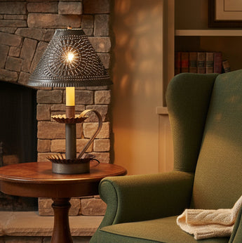 IR-PCL Plantation Candlestick Lamp with Tin Shade