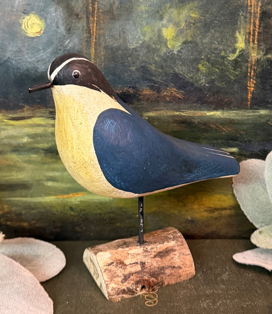 MAX-3 Hand-Carved & Painted Nuthatch on Wood Base
