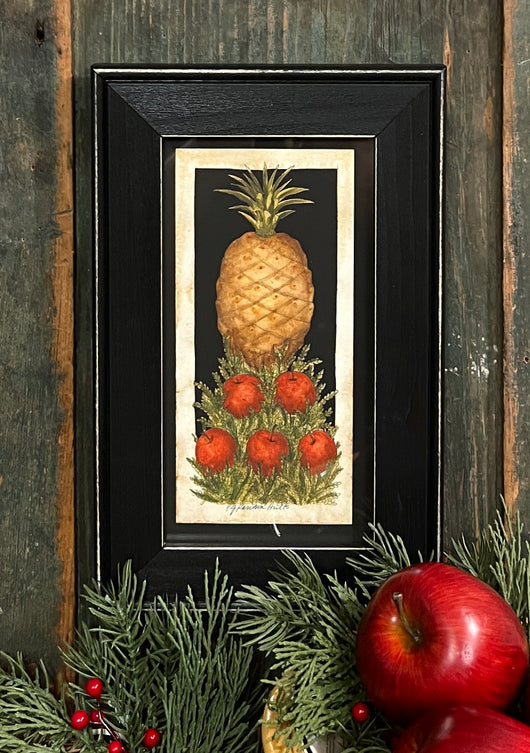 PJH-P11 Colonial Pineapple & Apples Framed Print
