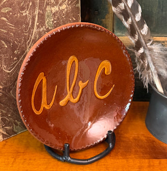 X102C Vintage Foltz Redware ABC Plate