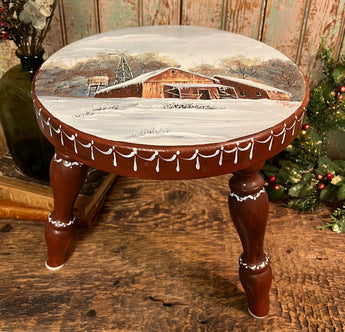 NV-501 Wood Stool with Winter Painting