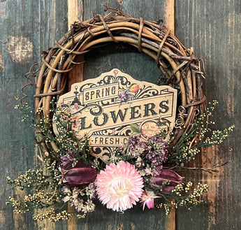 CD-SW16 Paper 'Spring Flowers' with Dried Flowers Wreath