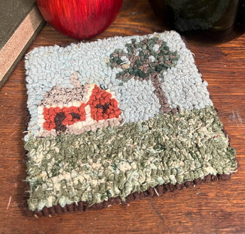 NV-872 Vintage Hand-hooked Wool Mat with Summer Scene