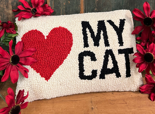 PH-101 Love My Cat Wool Hooked Pillow